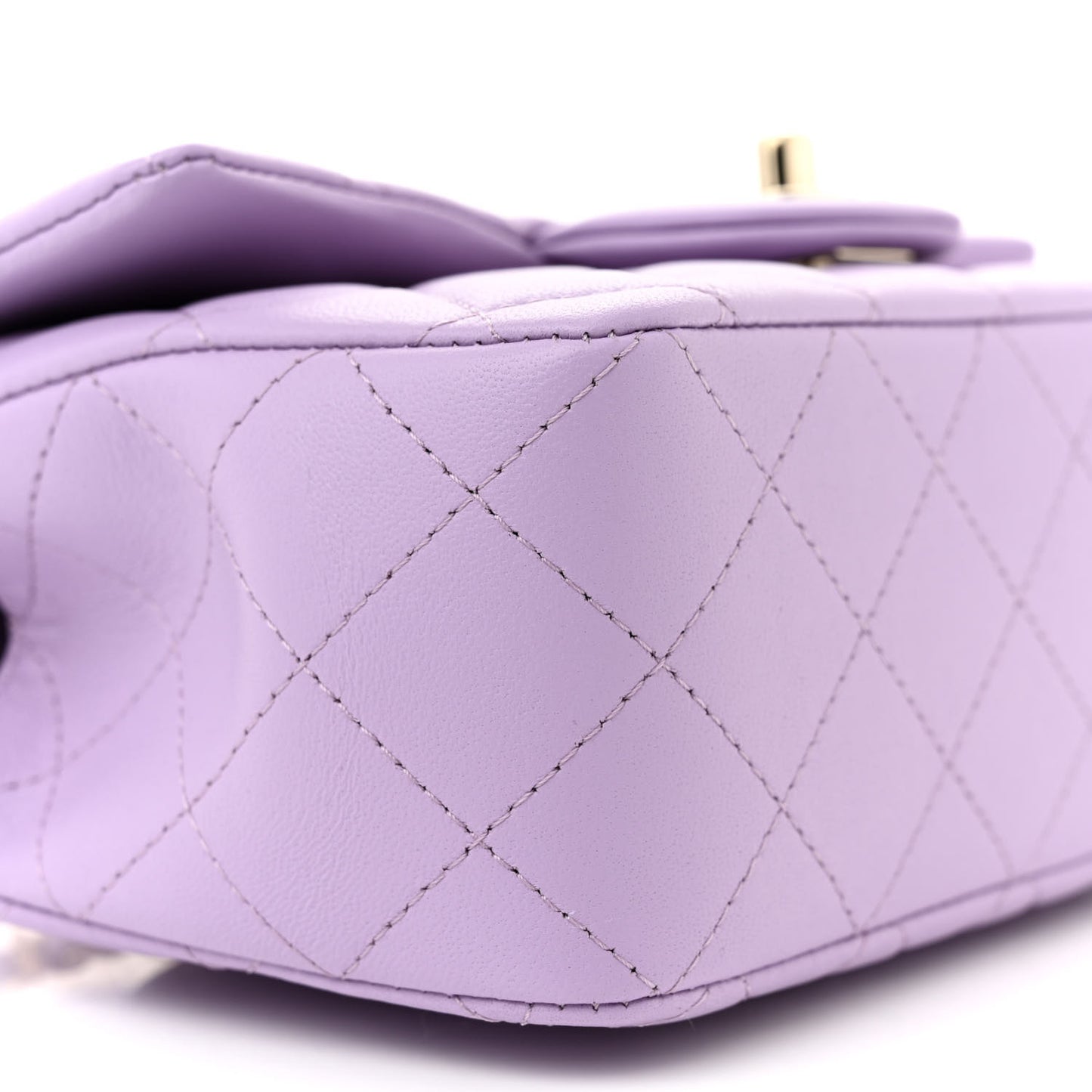Lambskin Quilted Mini Top Handle Rectangular Flap Light Purple