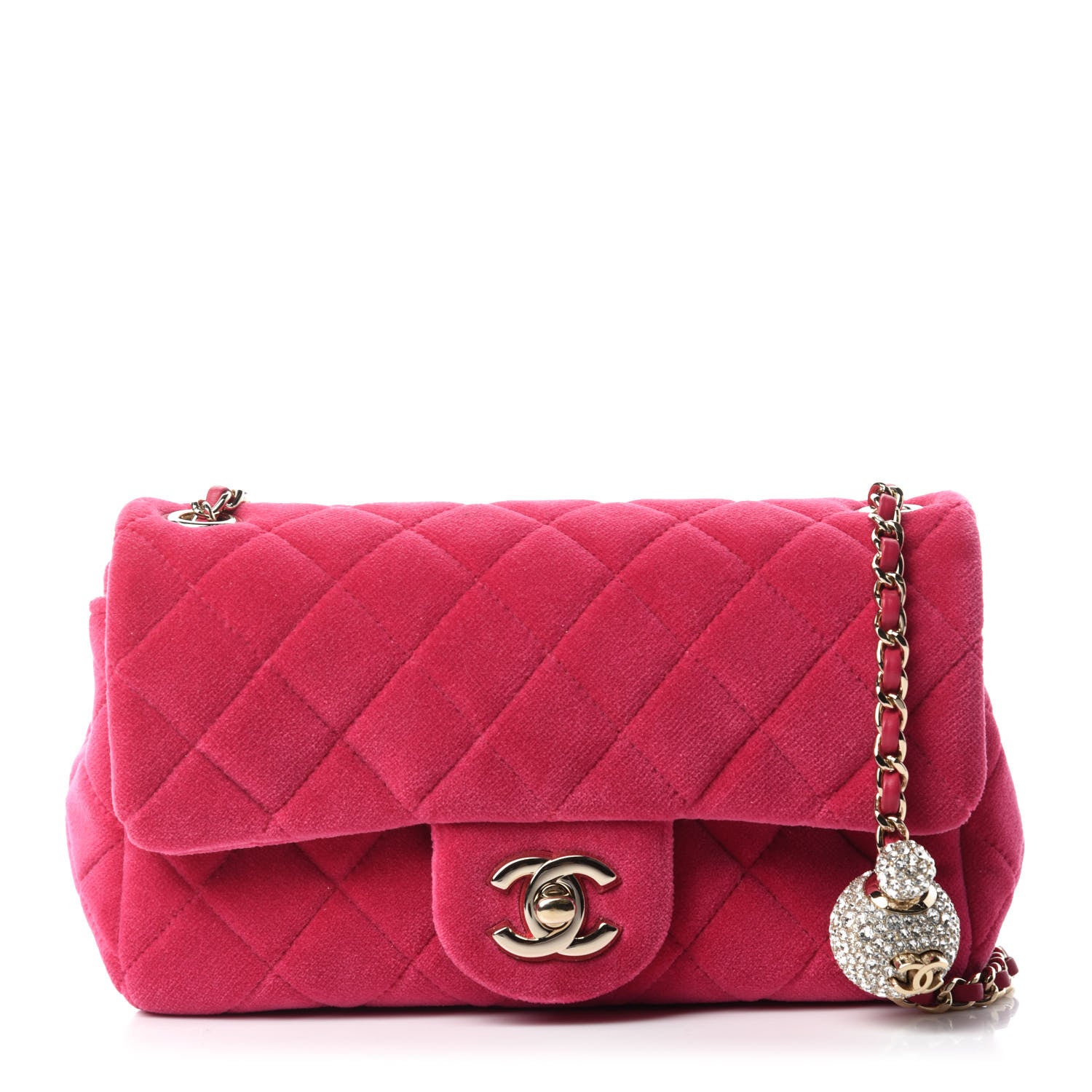 Chanel Velvet Quilted Mini Rectangular Pearl Crush Flap Pink 1 of 11