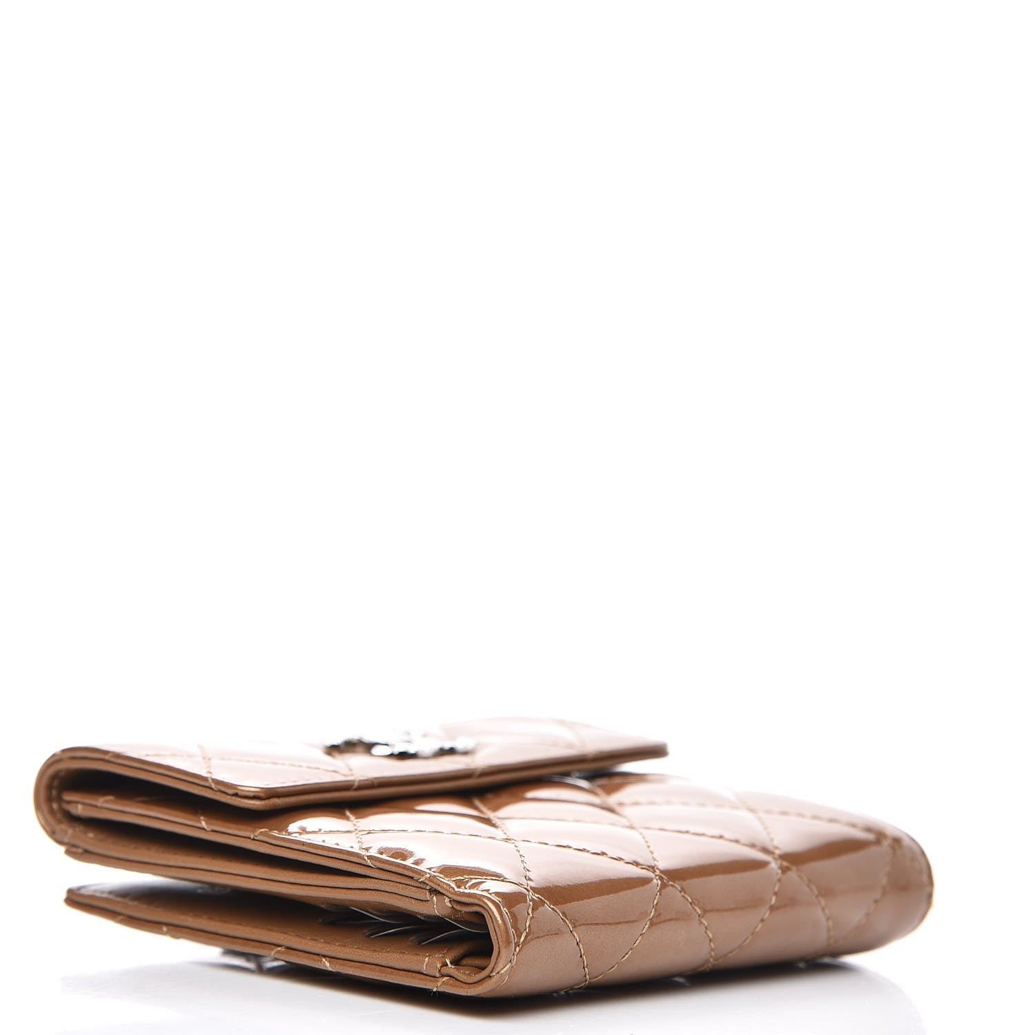 Chanel Metallic Patent Quilted Brilliant Compact Wallet Gold 4 of 9