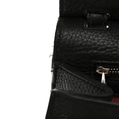 Gucci Pebbled Calfskin Medium Bamboo Daily Flap Shoulder Bag Black 11 of 17