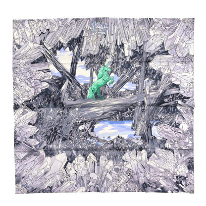 Hermes Silk La Vallee de Cristal 90 Shawl Gris Parme Menthol 1 of 3