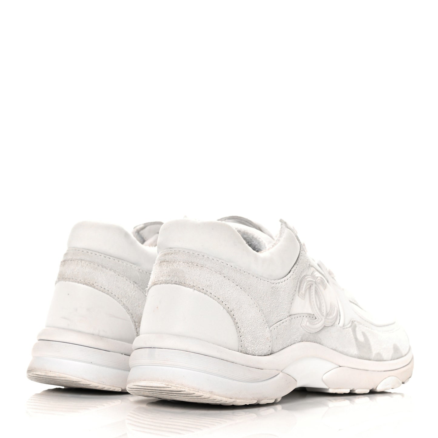 Suede Calfskin Fabric CC Sneakers 40 White
