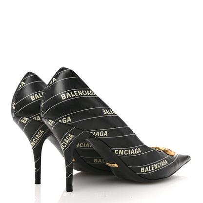 Balenciaga X Gucci Calfskin Logo Print Knife 80mm Pumps 38.5 Black 5 of 11