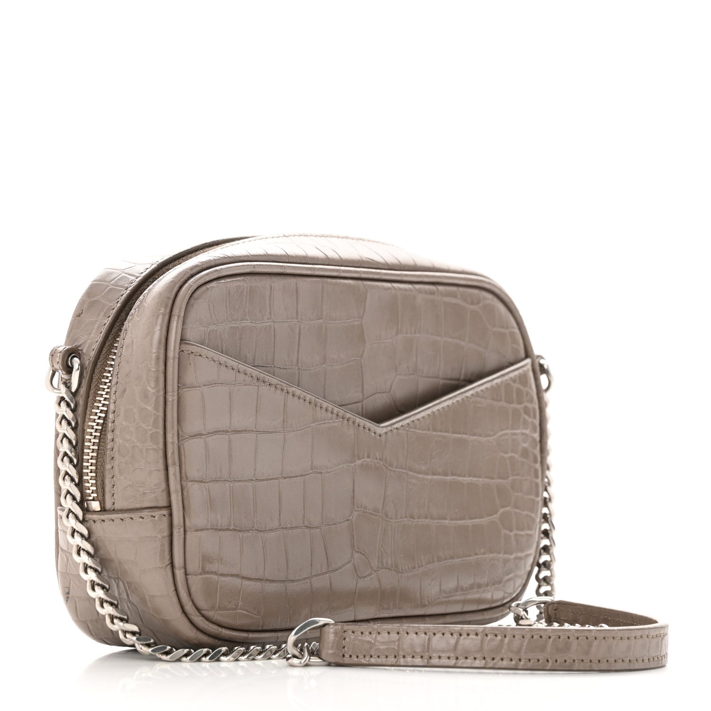 Calfskin Crocodile Embossed Monogram Mini Lou Camera Bag Fog