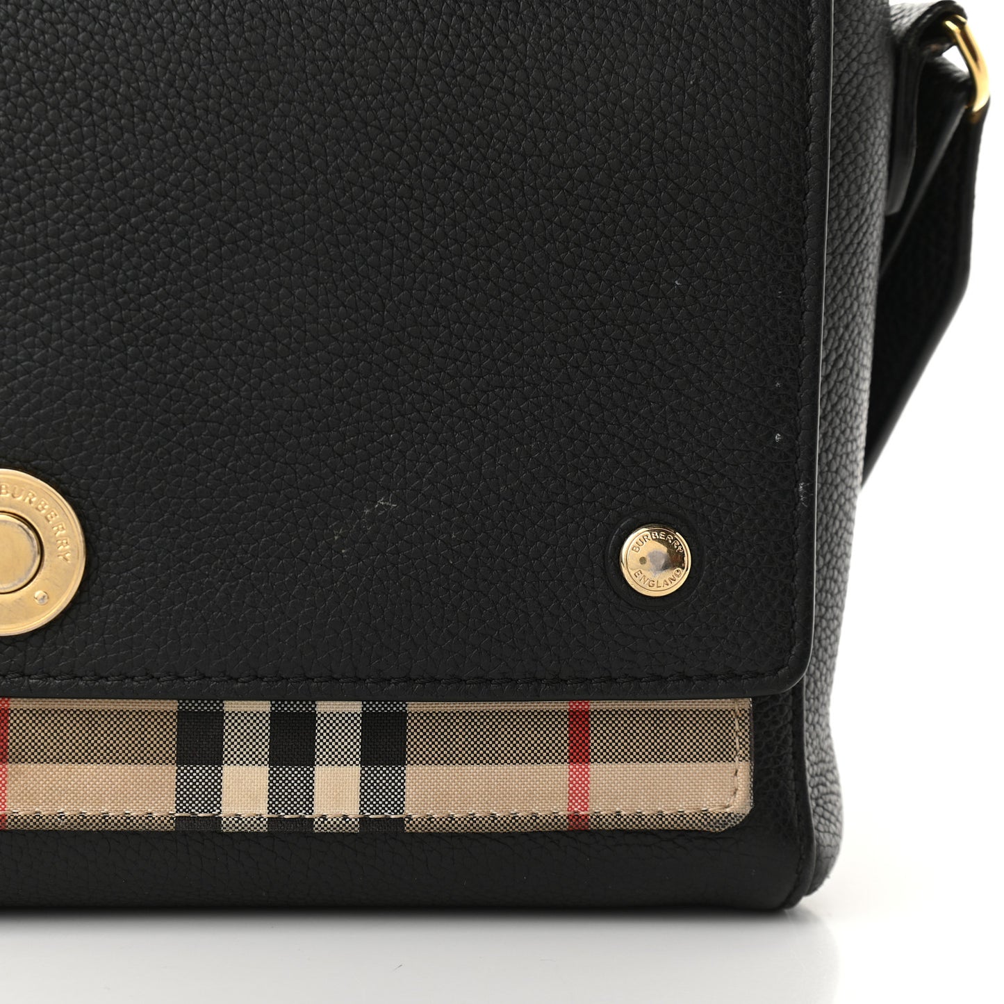 Grainy Calfskin Vintage Check Note Crossbody Bag Black