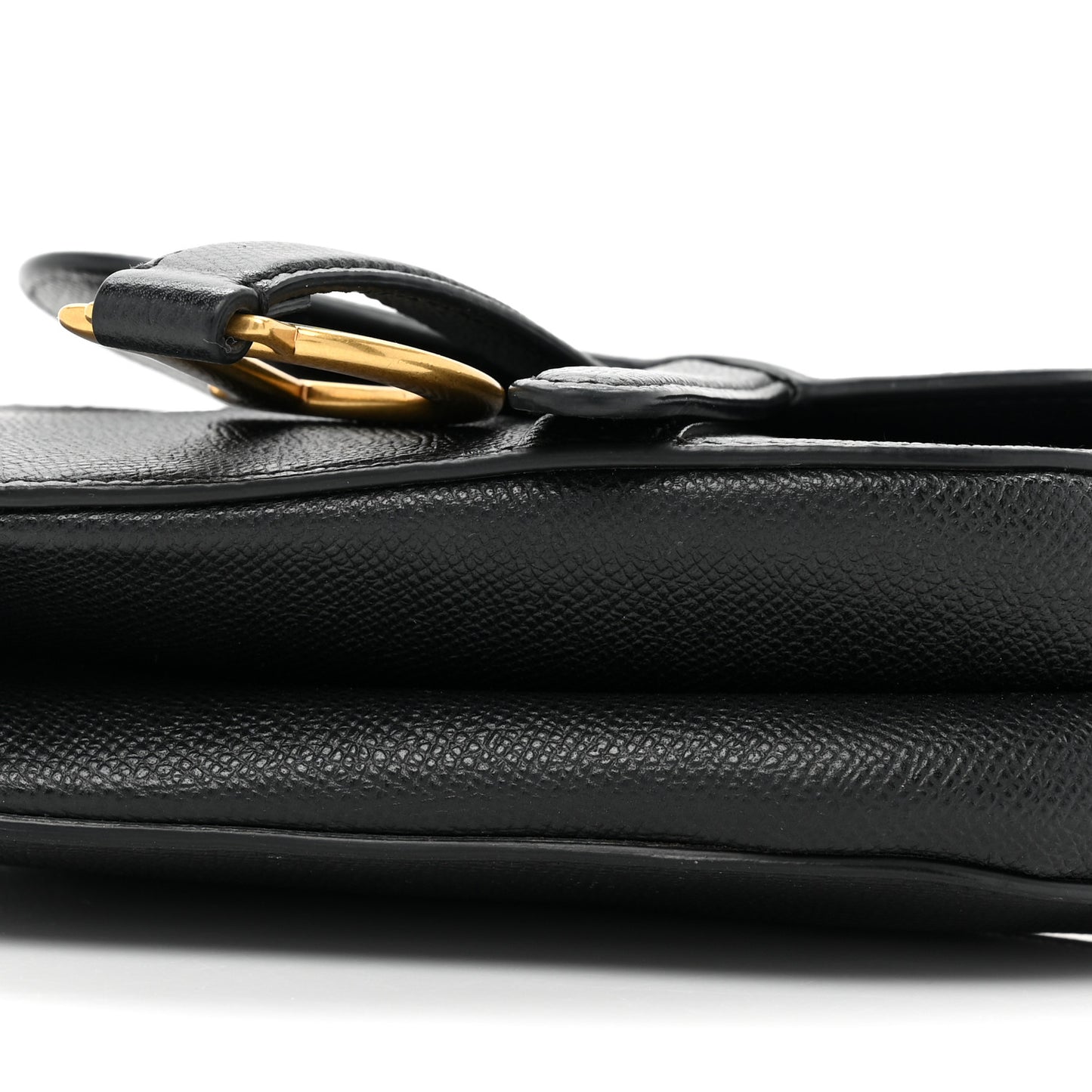 Grained Calfskin Mini Saddle Bag Black