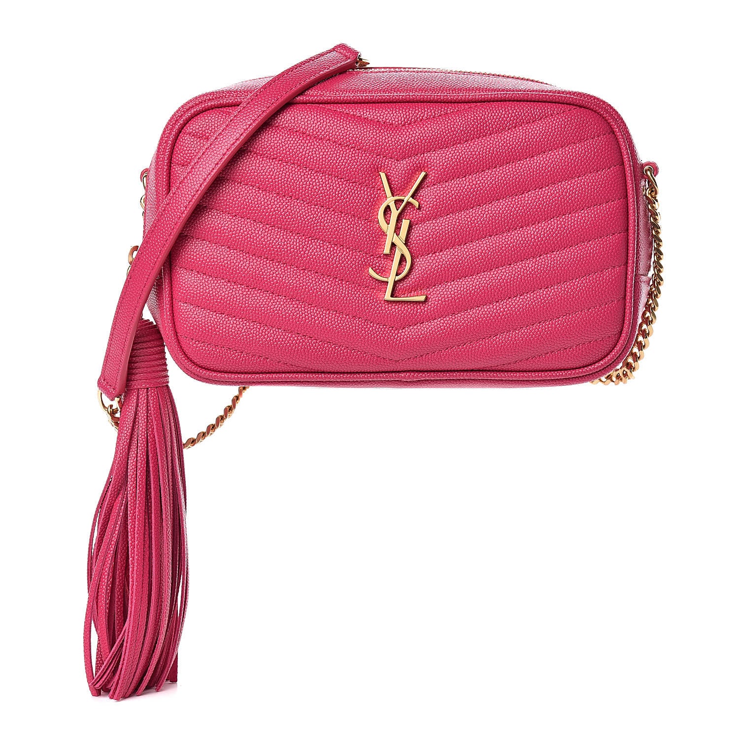 Saint Laurent Grain De Poudre Matelasse Monogram Mini Lou Camera Bag Fuchsia 1 of 10