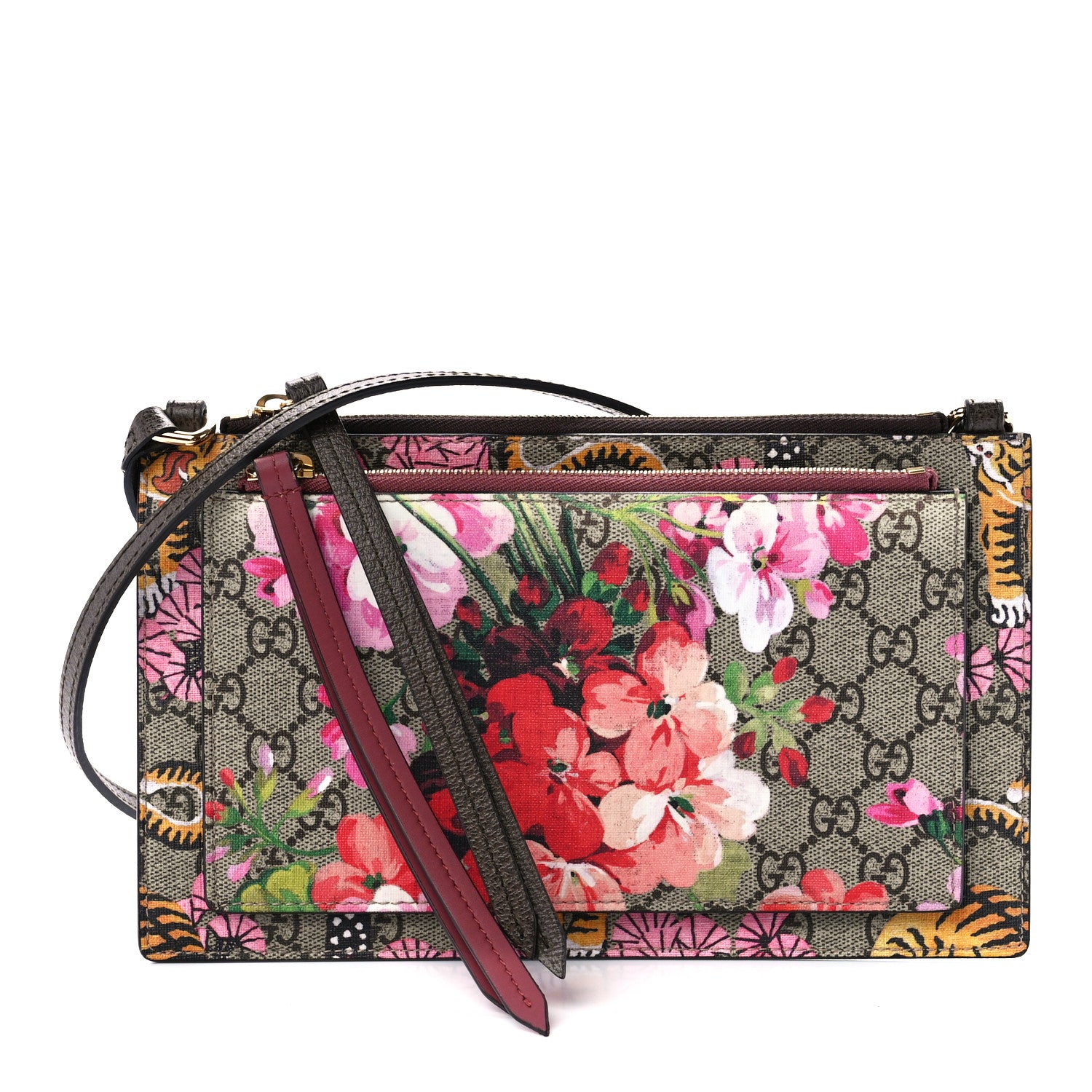 Gucci GG Supreme Monogram Bengal Blooms Shoulder Bag Beige Pink 1 of 12