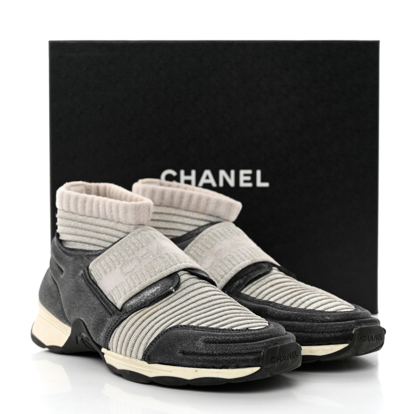 Glitter Stretch Fabric CC Sneakers 39 Grey Black