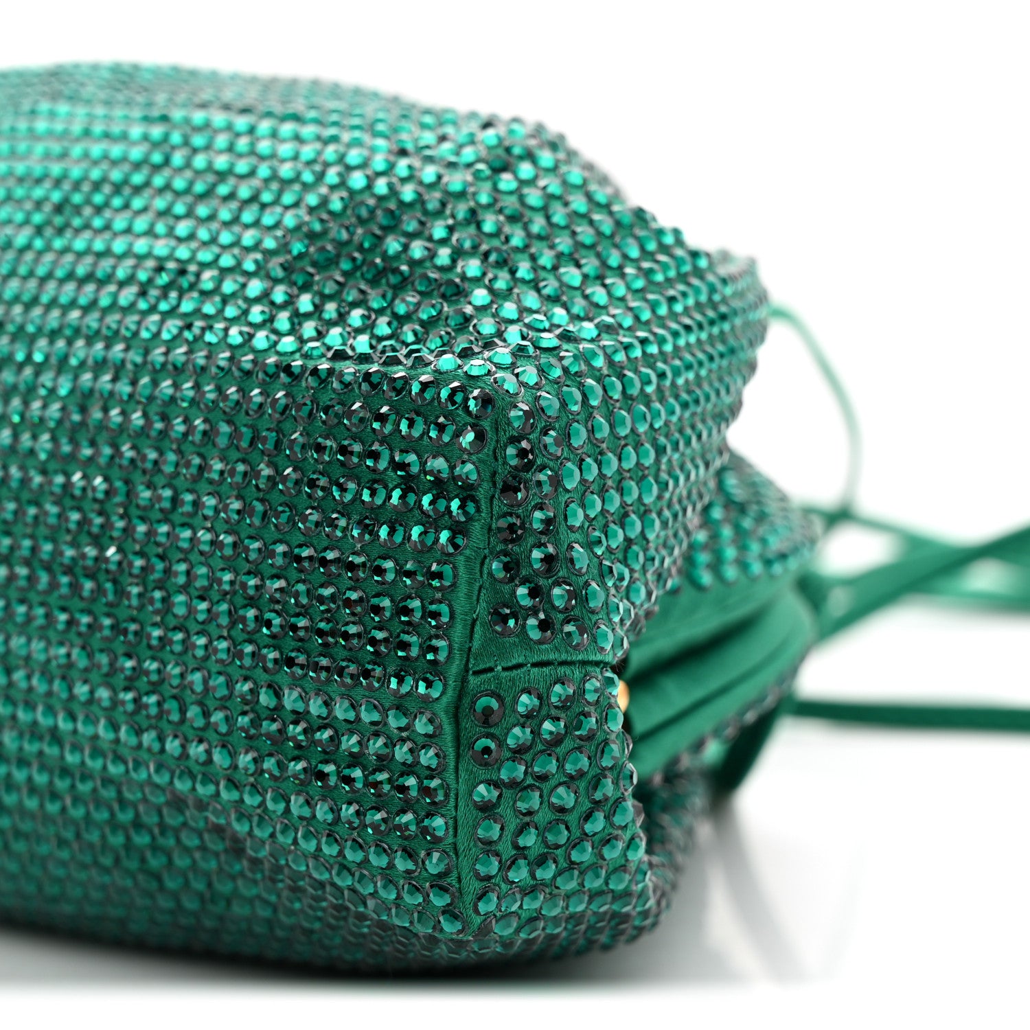 Bottega Veneta Satin Crystal Embellished The Mini Pouch Emerald 10 of 10