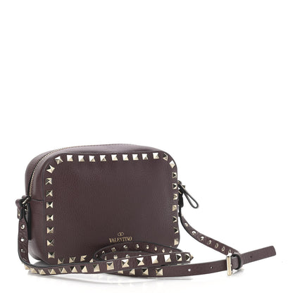 Valentino Garavani Pebbled Calfskin Rockstud Camera Crossbody Bag Rubin 3 of 8