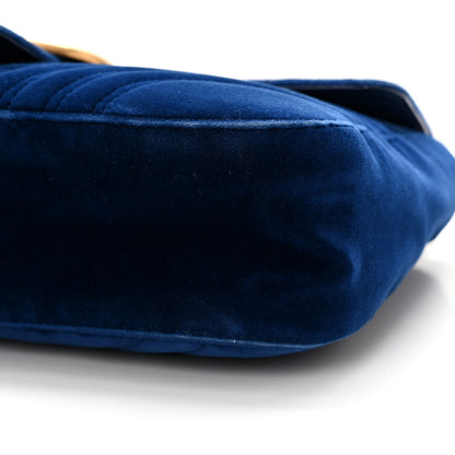 Gucci Velvet Matelasse Medium GG Marmont Shoulder Bag Cobalt Blue 10 of 15