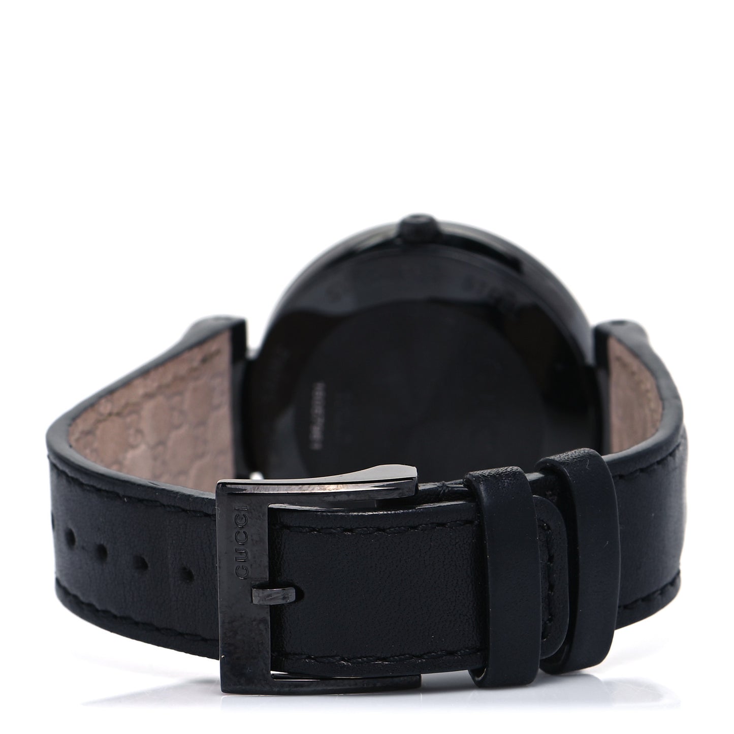 PVD Stainless Steel Calfskin 37mm Interlocking G Quartz Watch Black