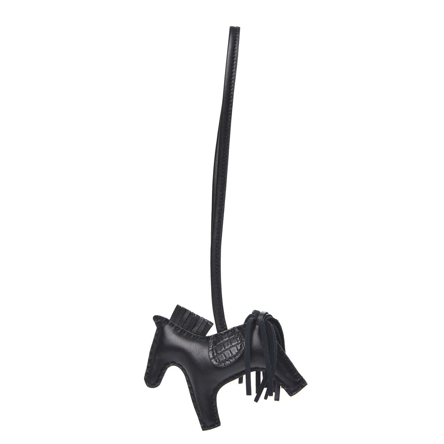 Hermes Milo Lambskin Matte Alligator Touch Grigri Rodeo Horse Bag Charm PM So Black 1 of 4