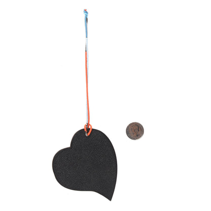 Hermes Togo Epsom Petit H Heart Bag Charm Gris Mouette Black 2 of 3