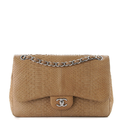 Chanel Python Jumbo Double Flap Beige 1 of 15