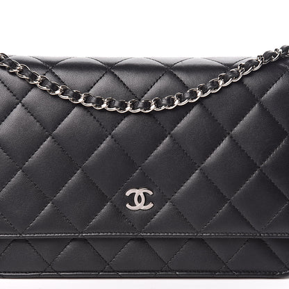 Chanel Lambskin Quilted Wallet On Chain WOC Black 13 of 13