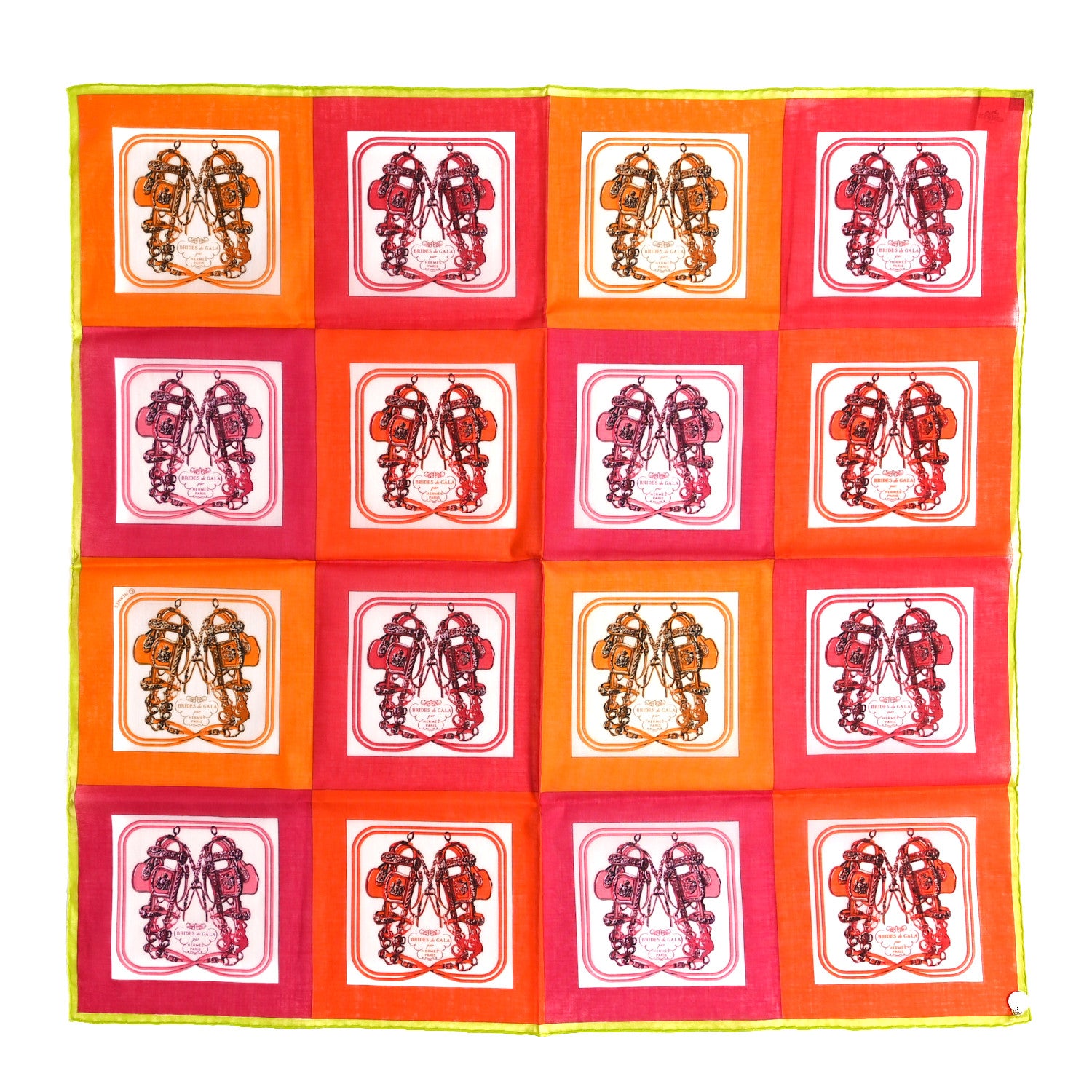 Hermes Cotton Brides de Gala Scarf 70 Rouge Garance 1 of 3