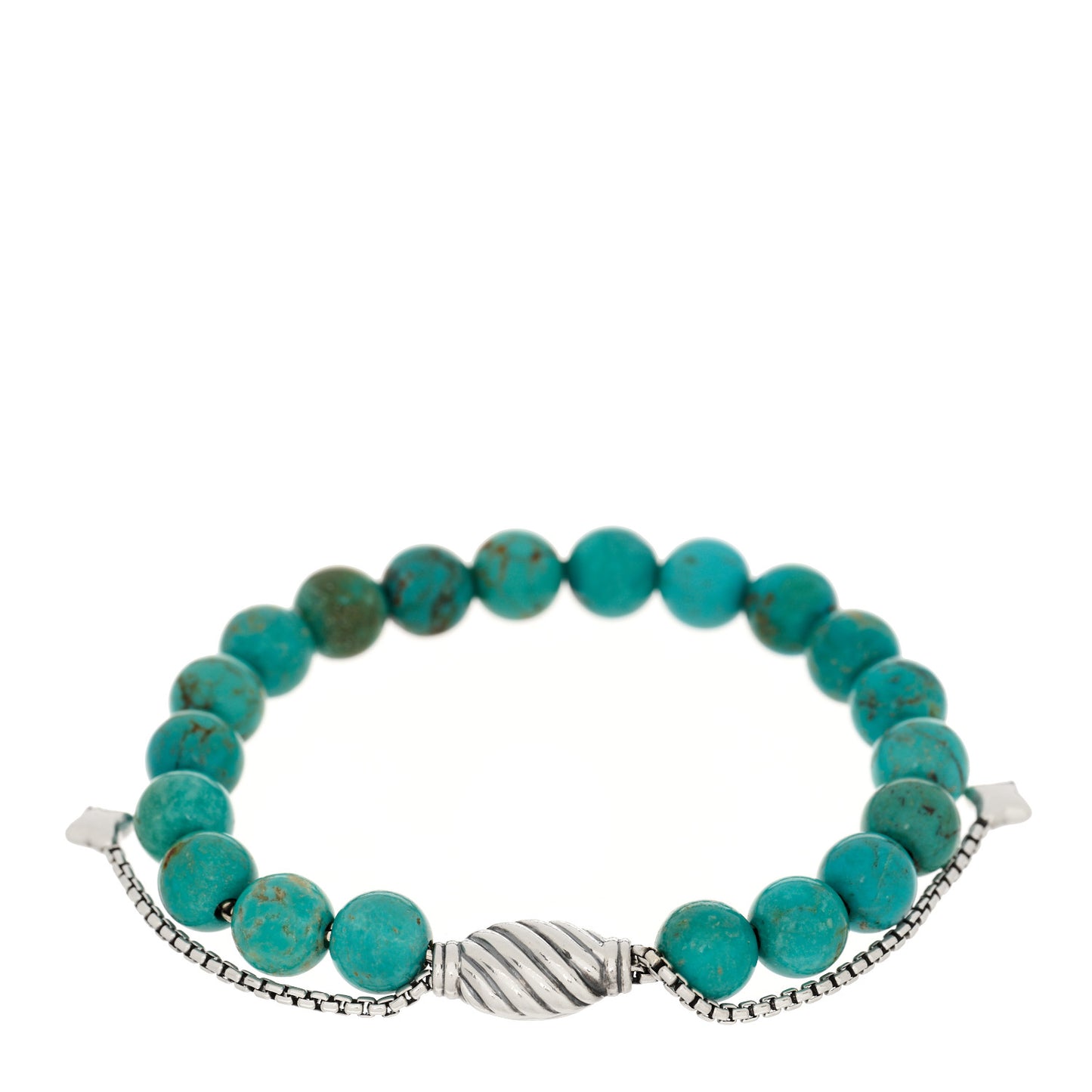 Sterling Silver Turquoise 8mm Spiritual Beads Adjustable Bracelet