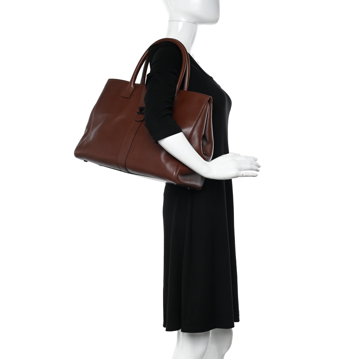 Chanel Calfskin CC Tote Brown 2 of 12