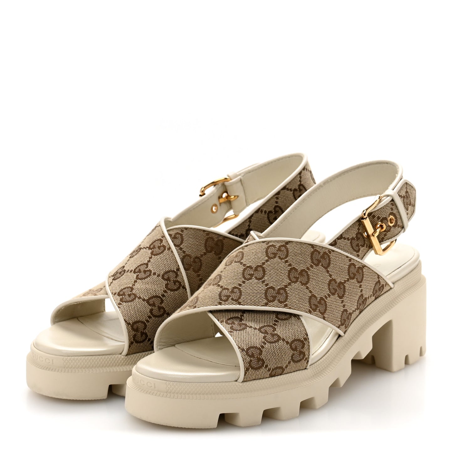 Monogram Granada Kid Trip 40/72mm Lug Sole Sandals 40 Beige Ebony Mystic White