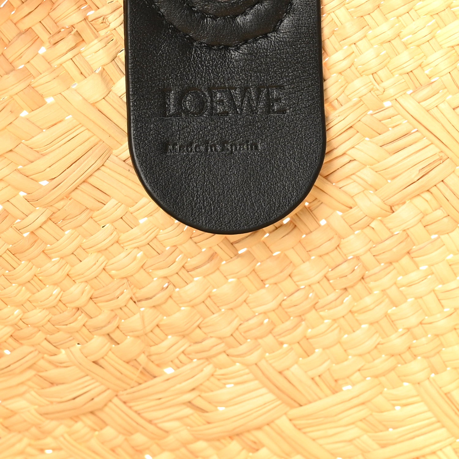 Loewe Calfskin Raffia Paulas Ibiza Medium Anagram Basket Tote Bag Natural Black 6 of 9