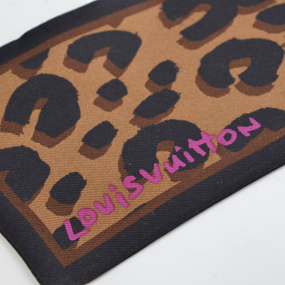 Louis Vuitton Silk Leopard Bandeau Scarf Marron 3 of 5