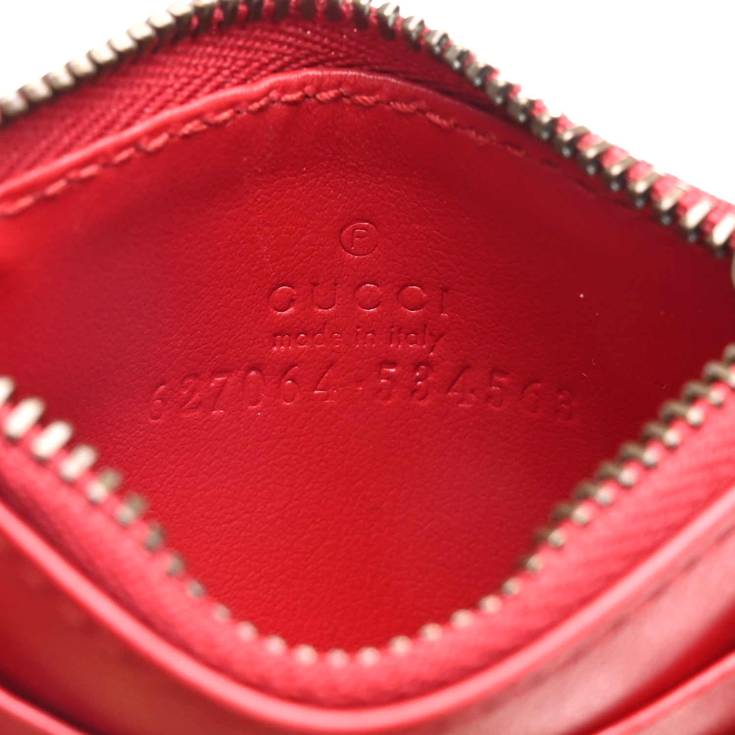 Gucci Calfskin Matelasse GG Marmont Key Case Card Holder Hibiscus Red 6 of 7