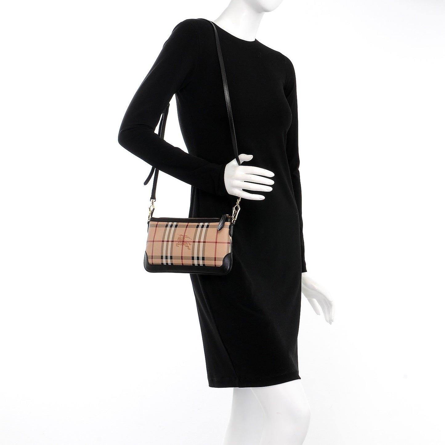 Haymarket Check Small Peyton Crossbody Clutch Bag Chocolate