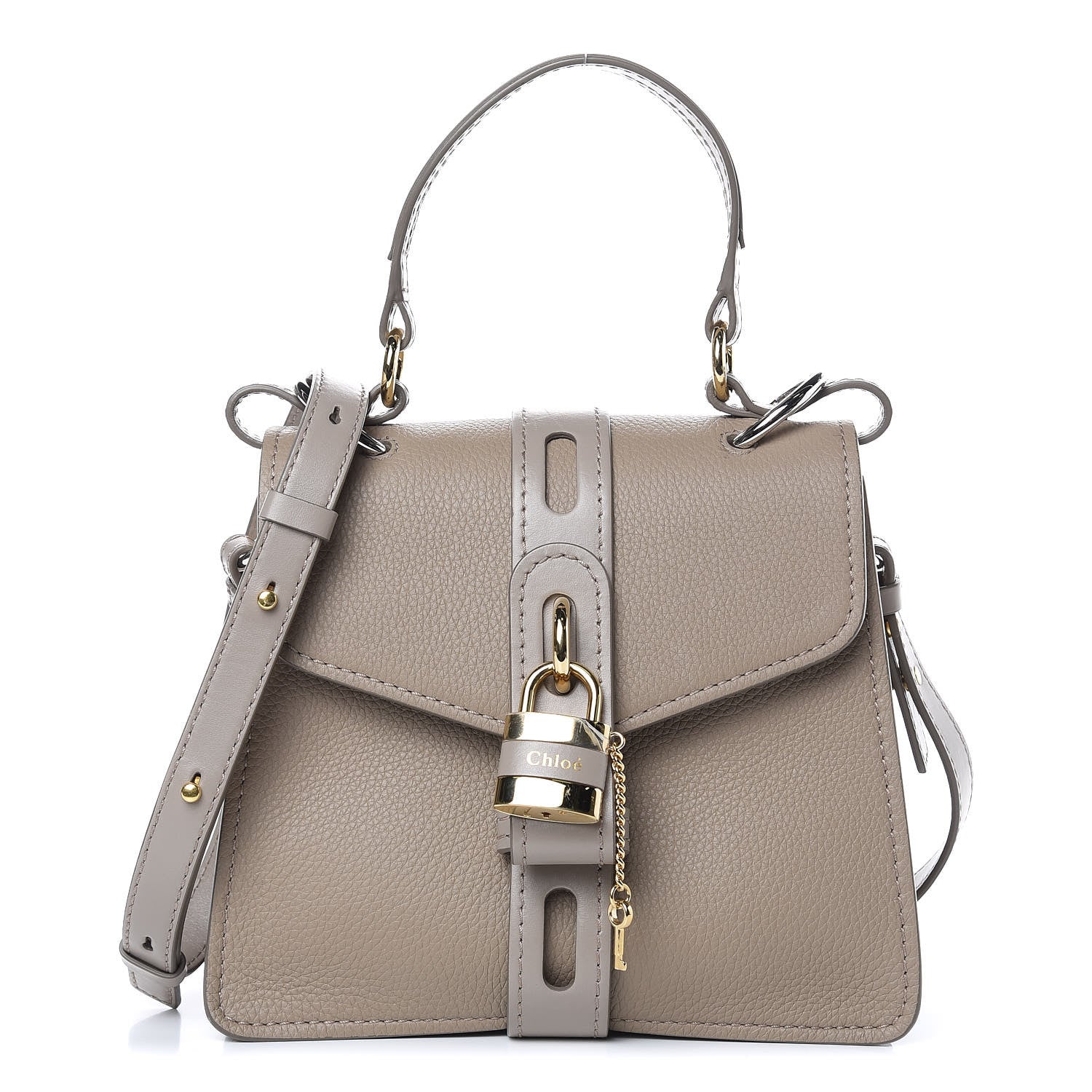 Chloe Shiny Grained Calfskin Small Aby Day Shoulder Bag Motty Grey 1 of 9