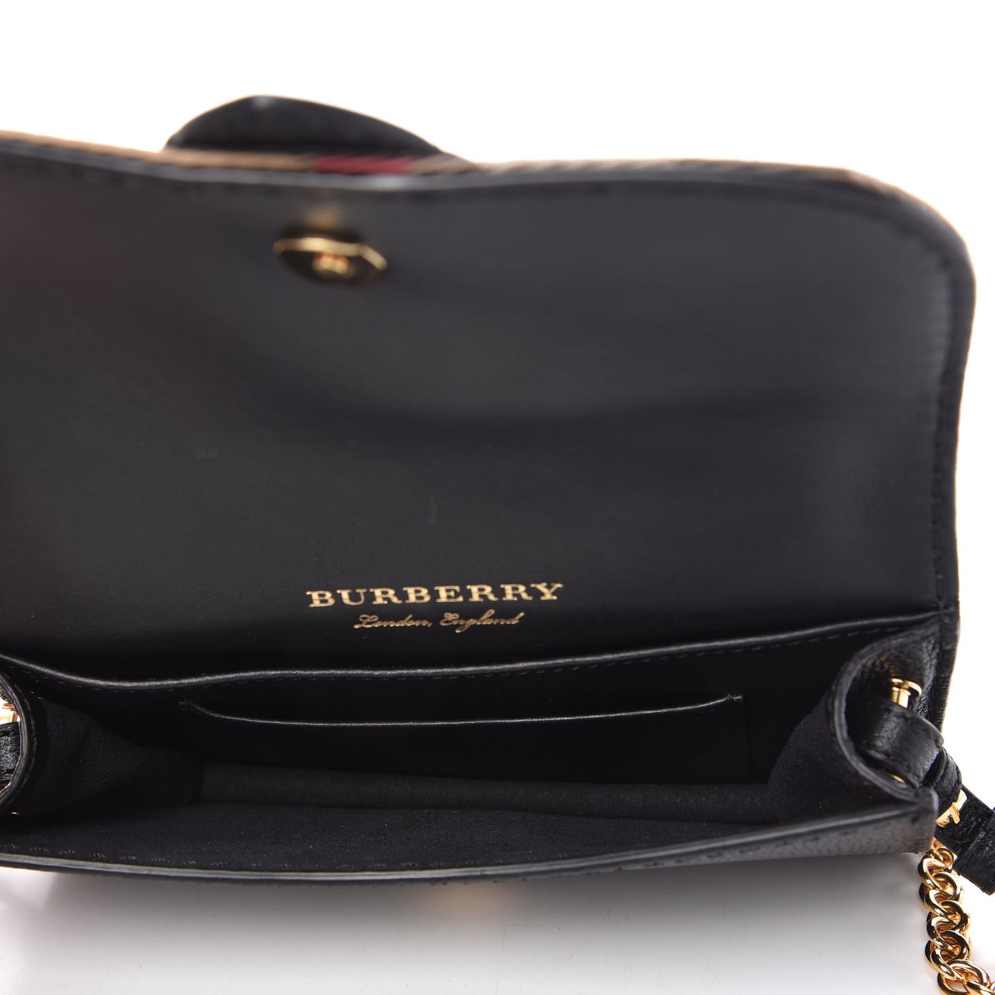 House Check Calfskin Small Madison Buckle Bag Black
