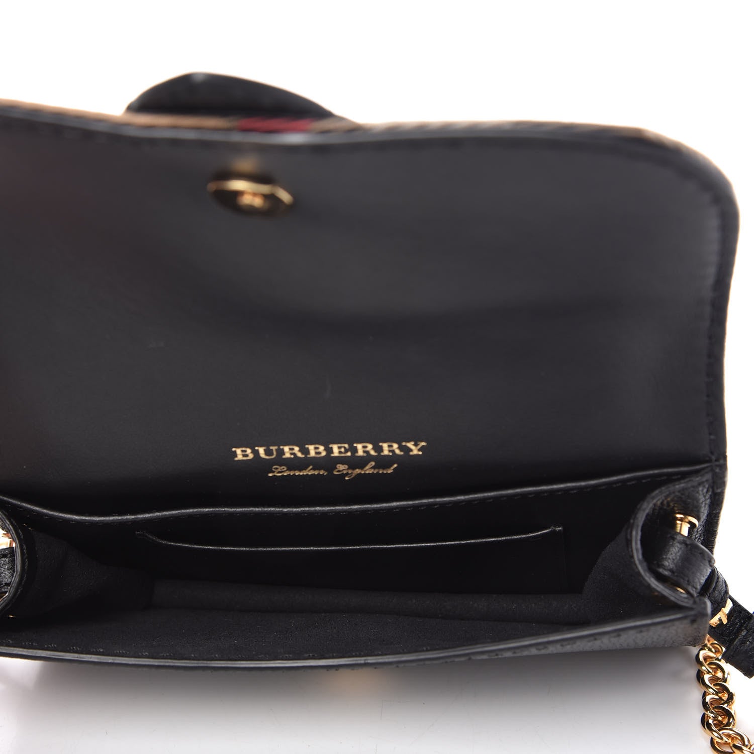 Burberry House Check Calfskin Small Madison Buckle Bag Black 5 of 9