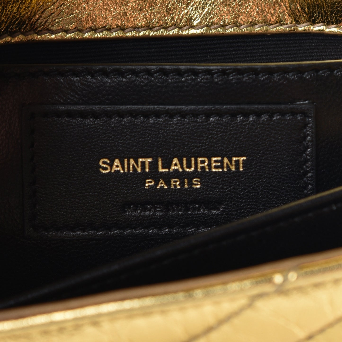 Metallic Calfskin Matelasse Monogram Small Bubble Chain Crossbody Gold