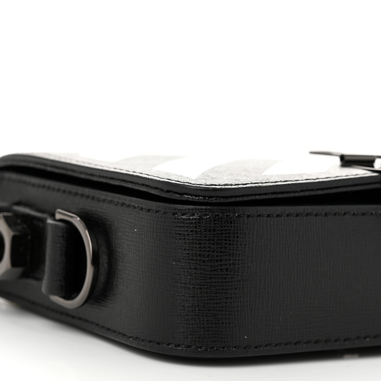 Off-White Saffiano Striped Mini Diag Binder Clip Bag Black White Yellow 11 of 14
