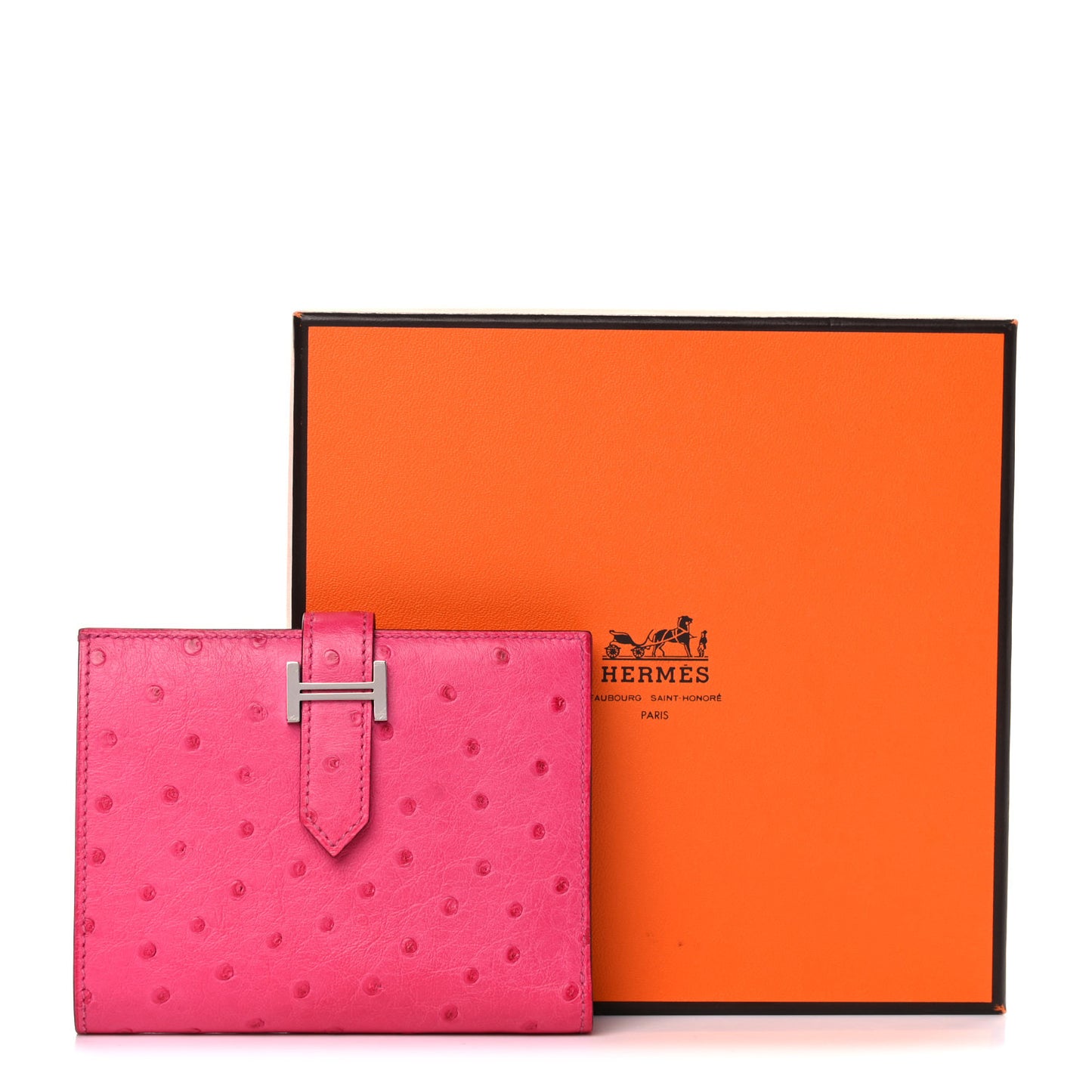 Ostrich Bearn Compact Wallet Rose Tyrien