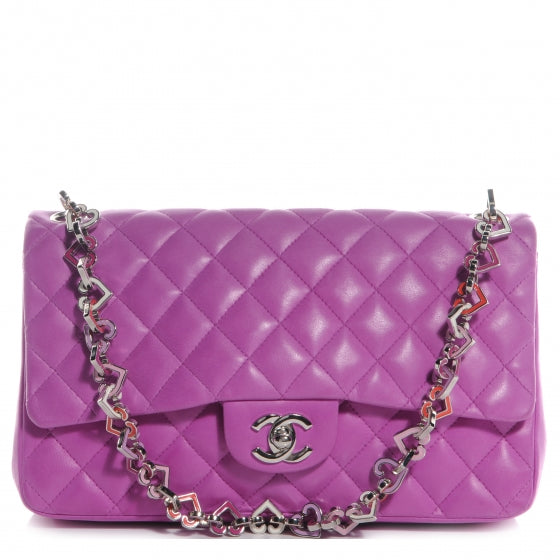 Lambskin Heart Valentine Medium Flap Fuchsia