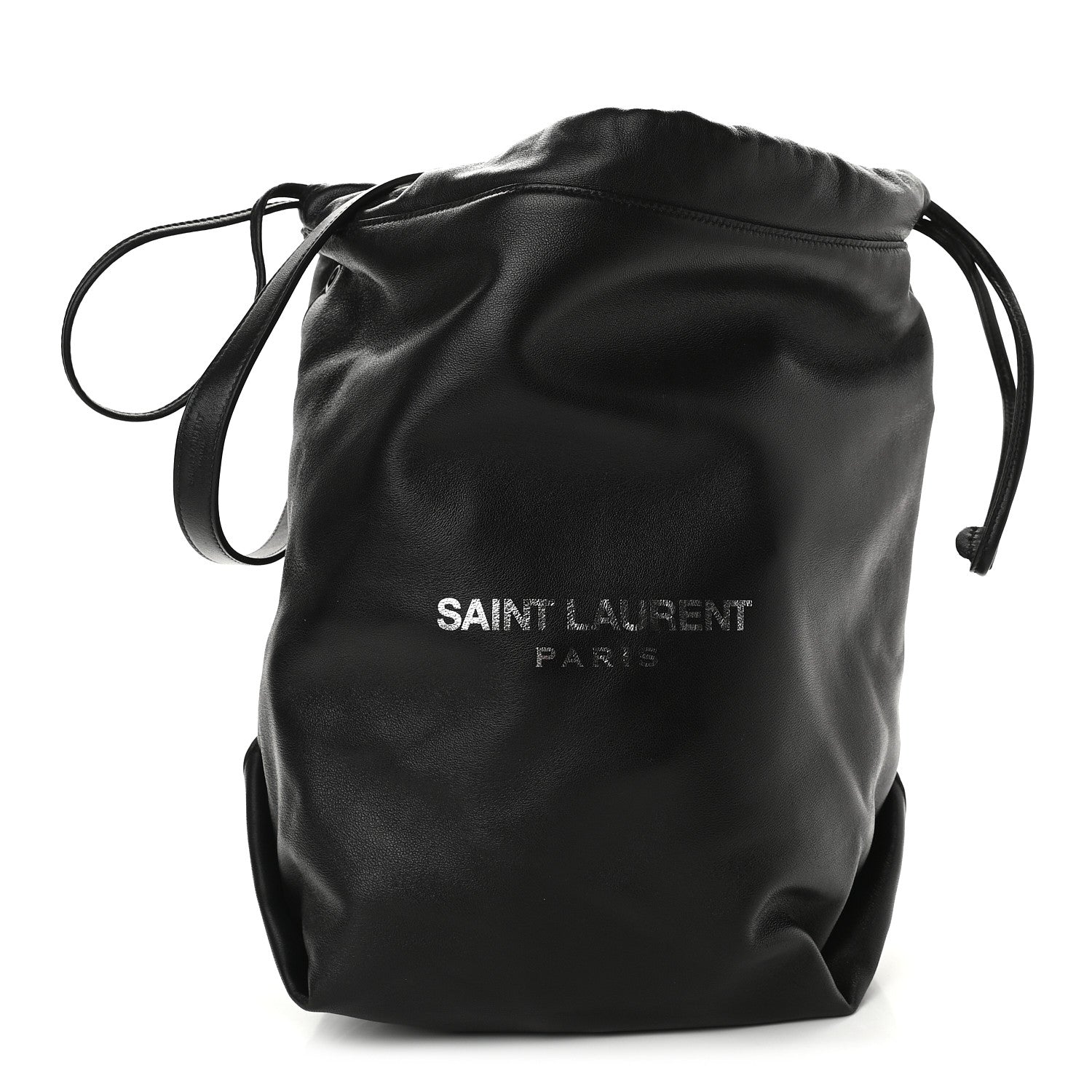 Saint Laurent Lambskin Teddy Bucket Bag Black 1 of 8