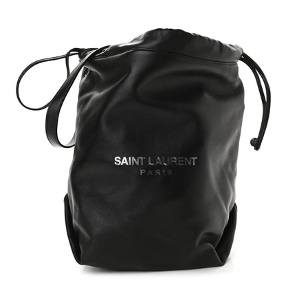 Saint Laurent Lambskin Teddy Bucket Bag Black 1 of 8