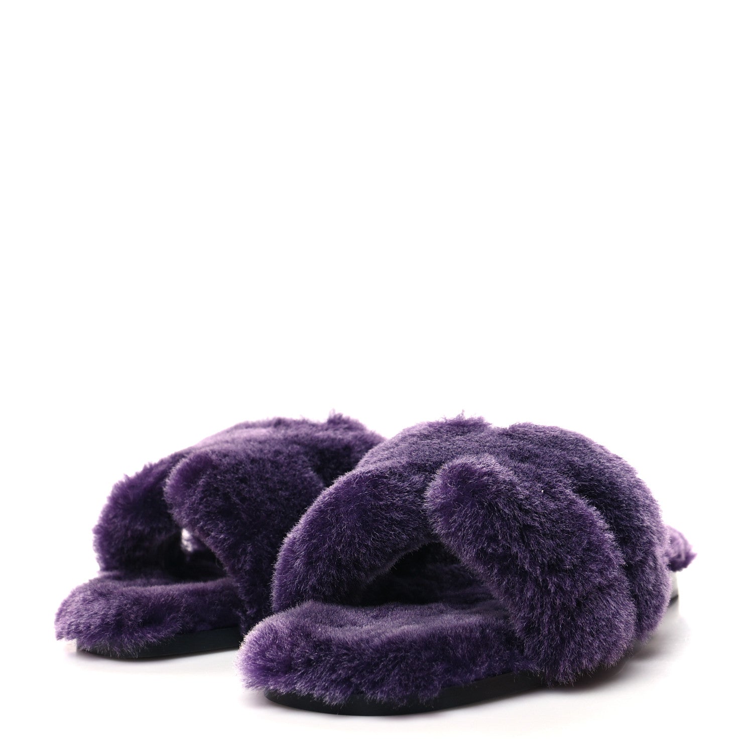 Hermes Woolskin Oran Sandals 37 Violet Fonce 3 of 8