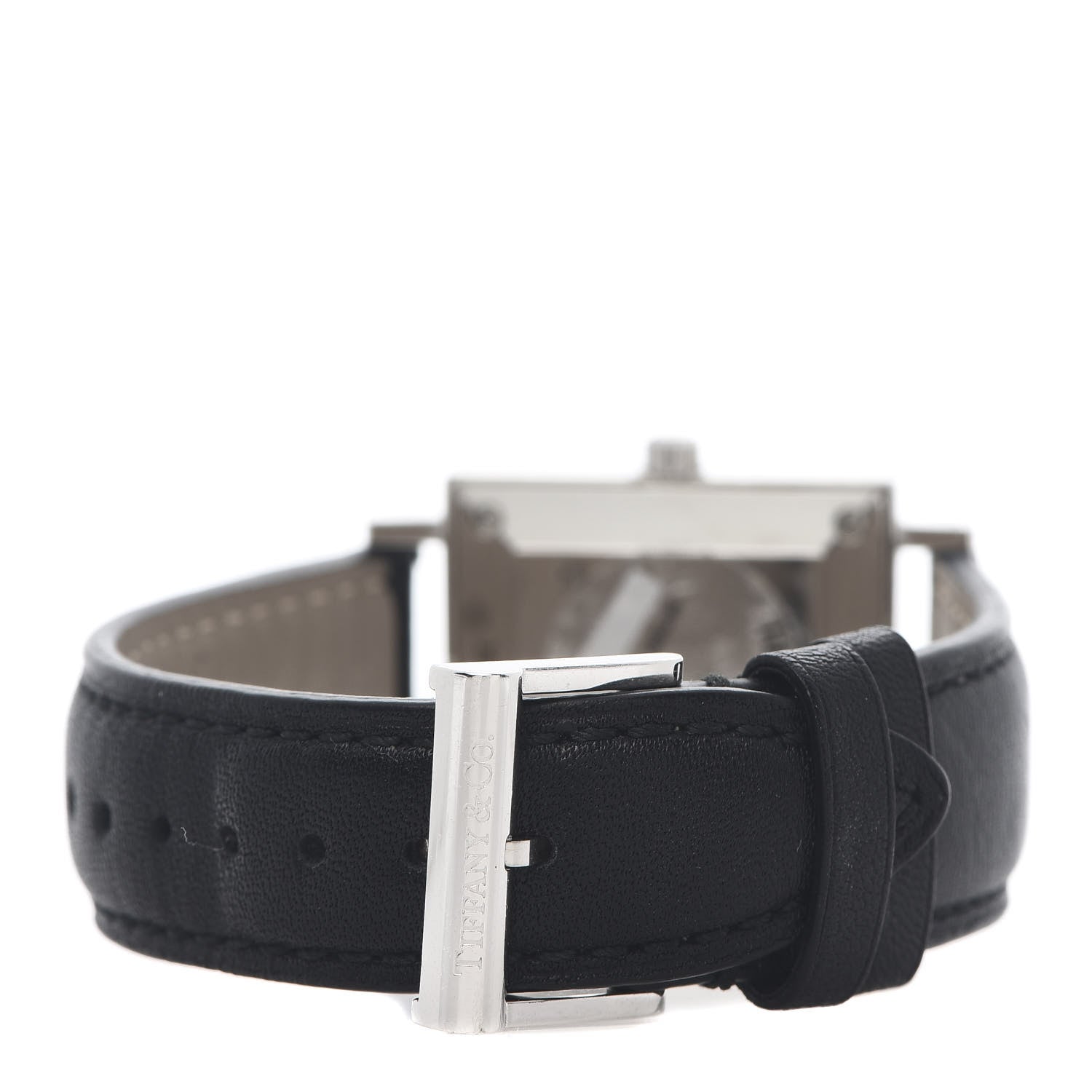 Tiffany Sterling Silver Calfskin 27mm Atlas Square Quartz Watch 4 of 5