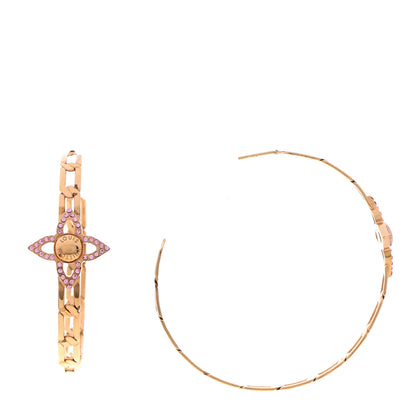 Louis Vuitton Swarovski Crystal Flower Power Hoop Earrings Gold 1 of 5