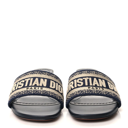 Christian Dior Cotton Embroidered Dway 40mm Slide Sandals 36.5 Deep Blue 35.5 Deep Blue 2 of 8