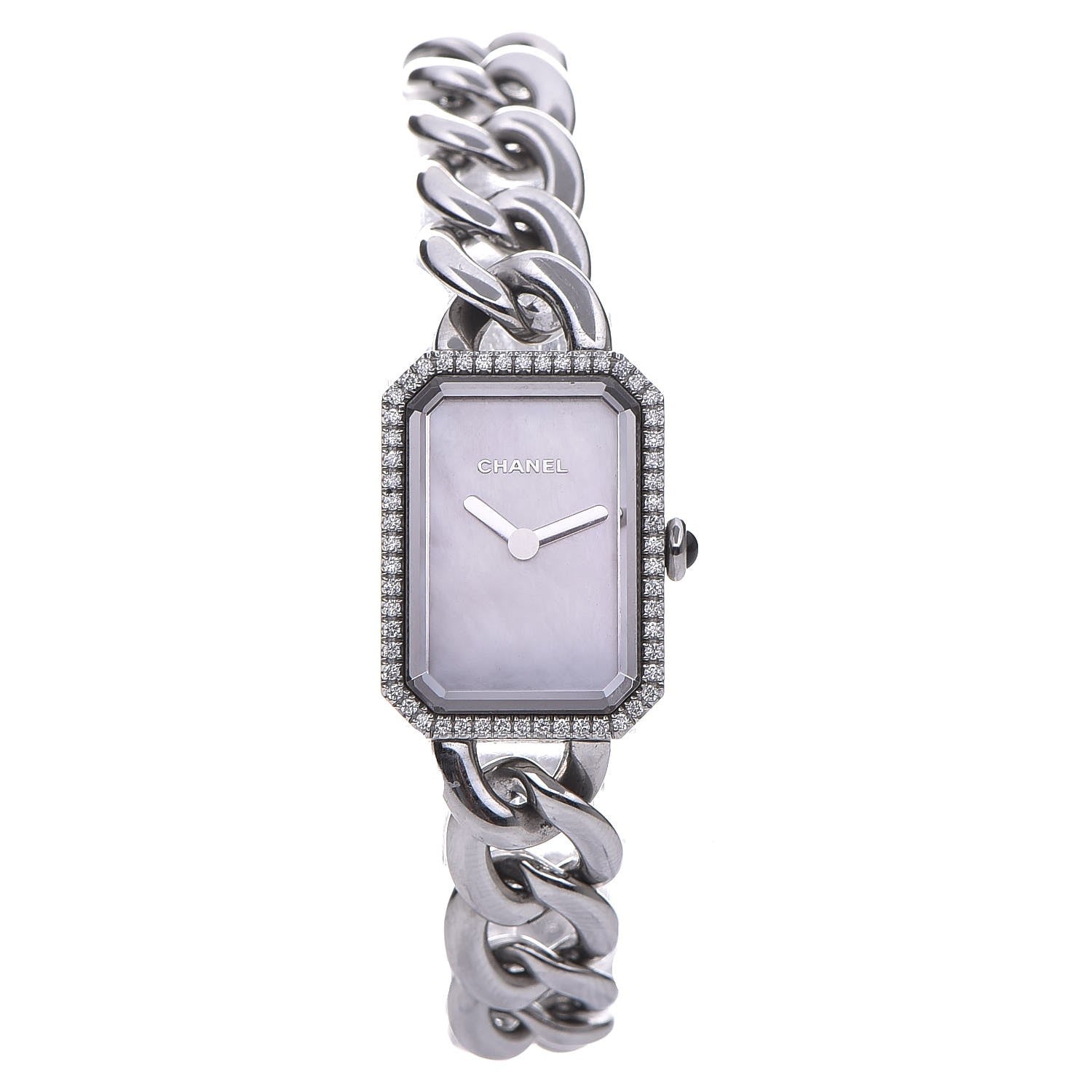 Chanel Stainless Steel Diamond Bezel Mother of Pearl 16mm Chain Premiere Quartz Watch 1 of 7