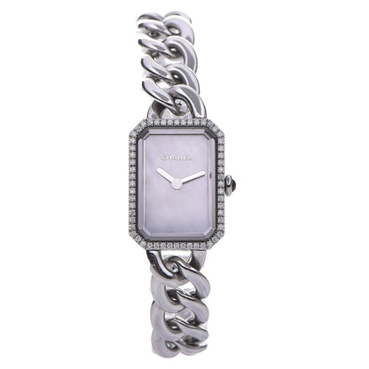 Chanel Stainless Steel Diamond Bezel Mother of Pearl 16mm Chain Premiere Quartz Watch 1 of 7