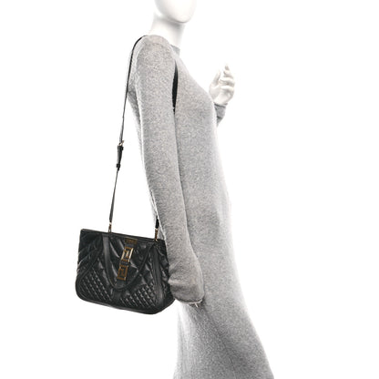 Versace Calfskin Quilted Greca Versace Small Goddess Tote Bag Black 2 of 10