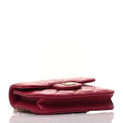 Chanel Lambskin Quilted Top Handle Flap Coin Purse With Chain Dark Pink 4 of 9
