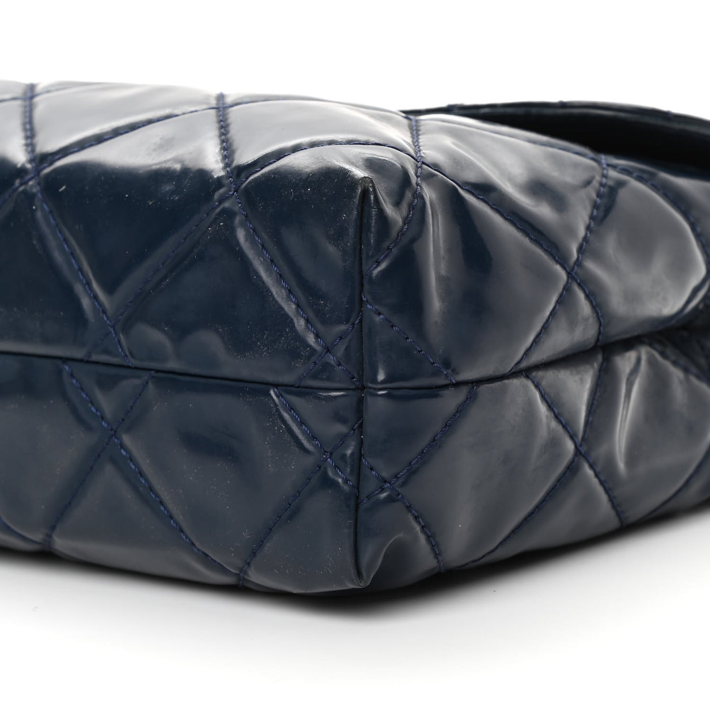 Vinyl Quilted In The Business Flap Bag Navy Blue