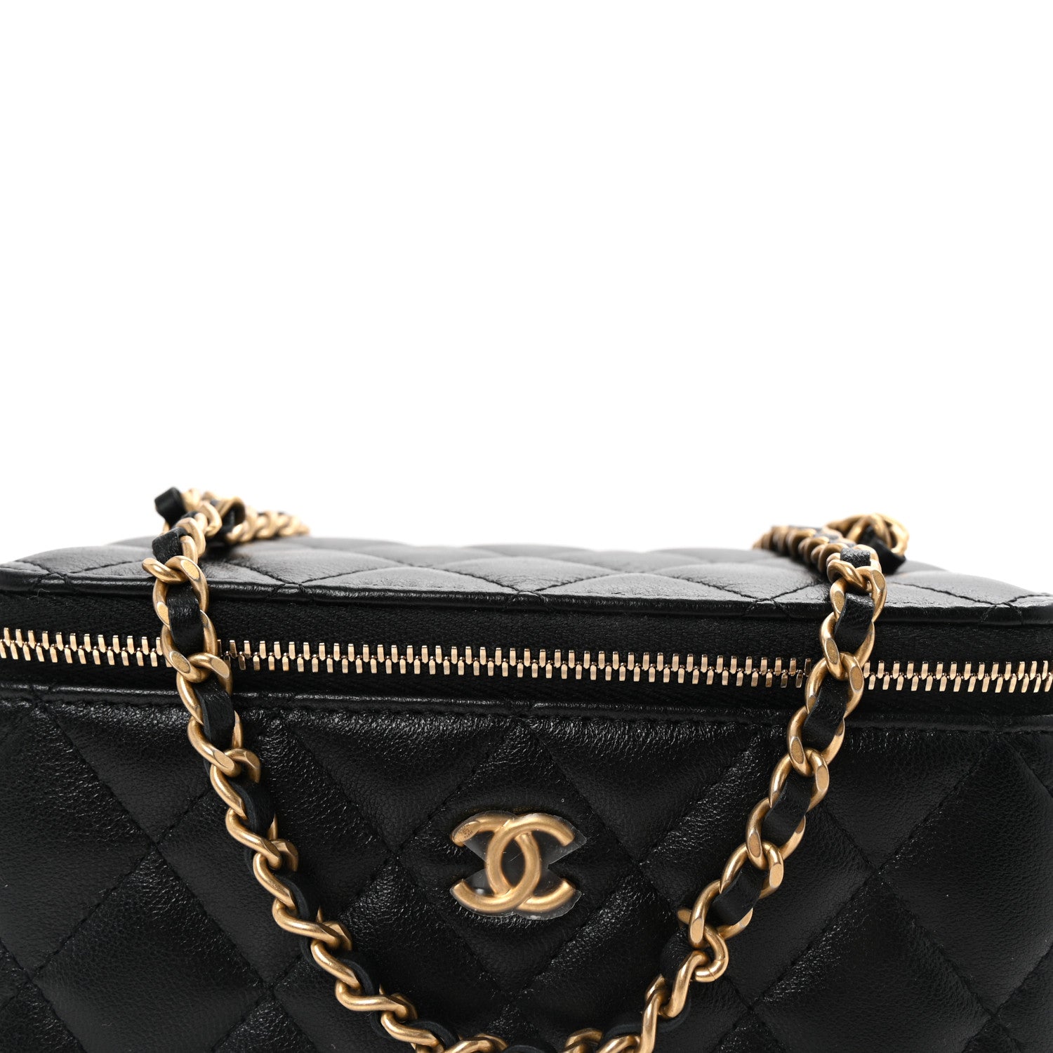 Chanel Lambskin Quilted Pearl Crush Small Vanity Case With Chain Black 8 of 10