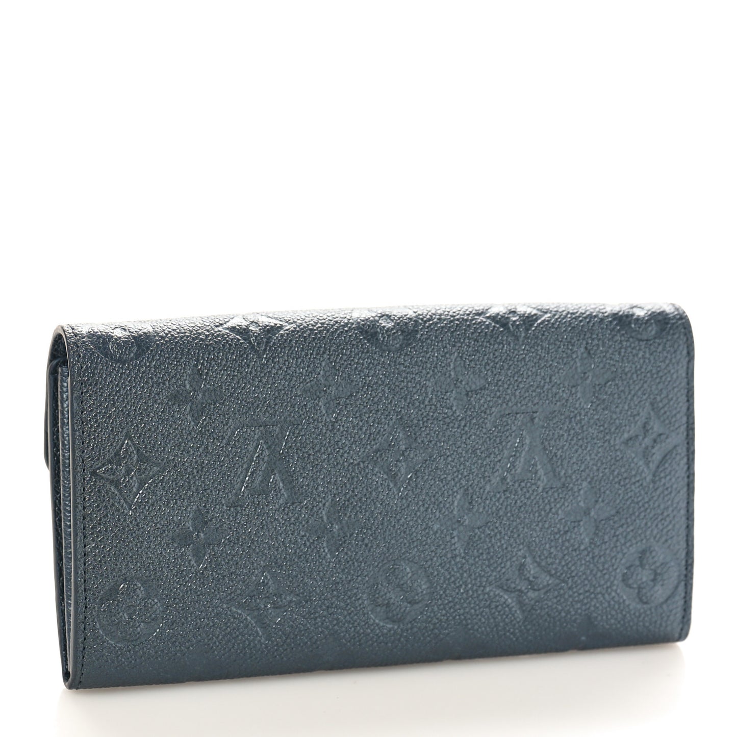 Metallic Empreinte Monogram Crystal Flower Sarah Wallet Navy Blue