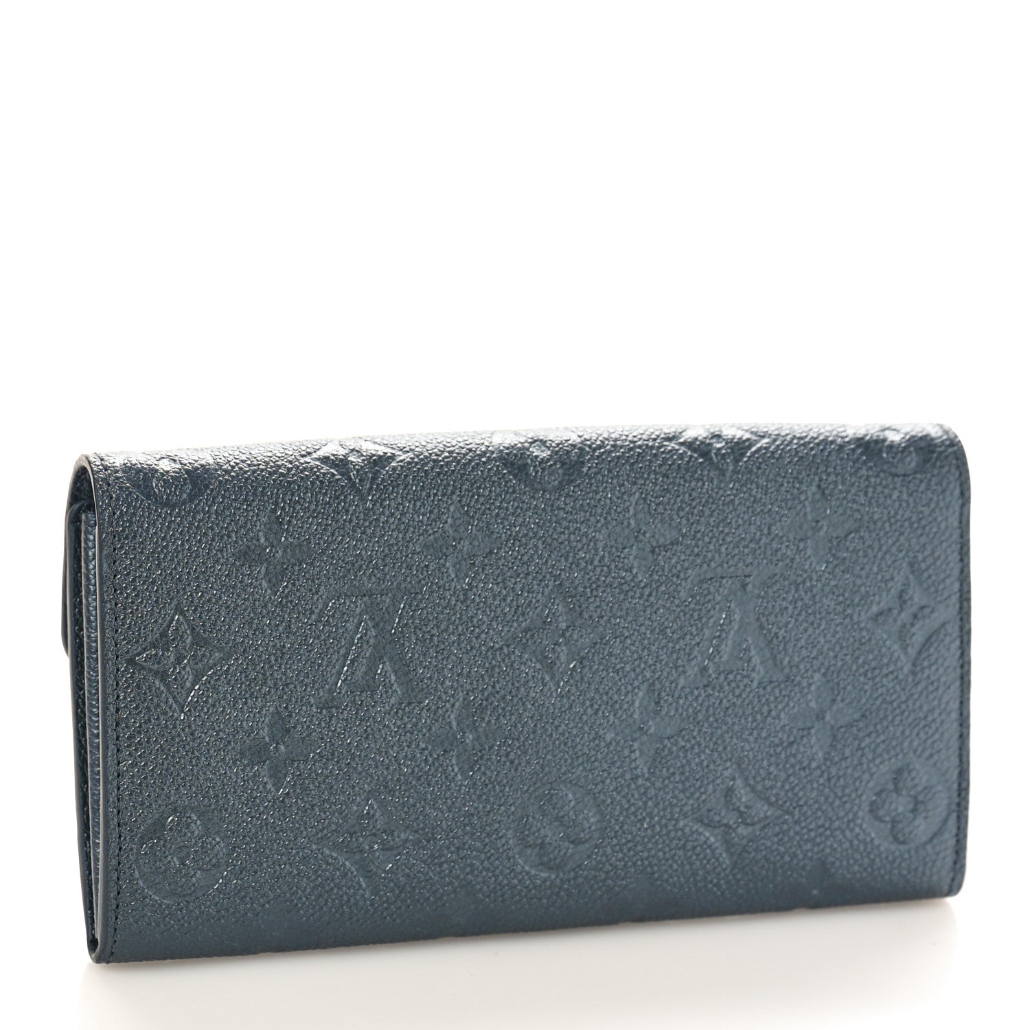 Louis Vuitton Metallic Empreinte Monogram Crystal Flower Sarah Wallet Navy Blue 3 of 8